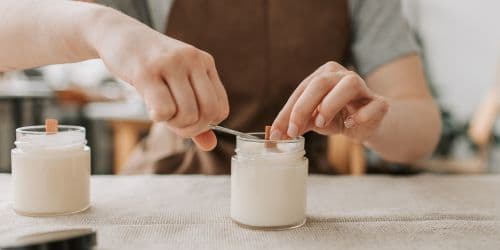 Pouring wax melts by hand